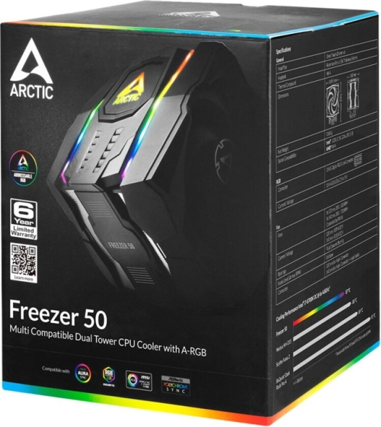 Arctic Freezer 50 - Prosessorkjøler - (For: Lga1156, Lga1155, Lga2011, Lga1150, Lga2011-3, Lga1151, Am4, Lga2066, Lga1200, Lga1152, Lga1700) - Alumin