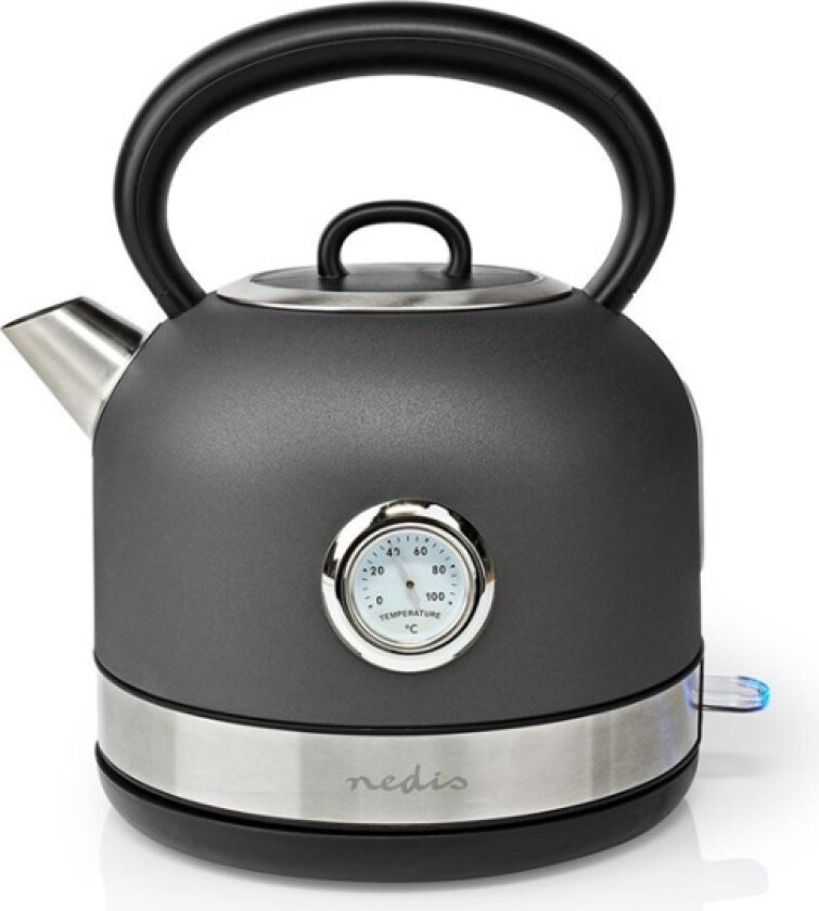 Vannkoker | 1.7 l | Rustfritt Stål | Grå | Temperaturindikator | Roterbar 360 grader | Skjult varmeelement | Strix® kontro