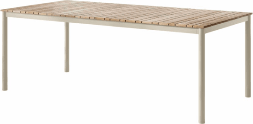 Mood Nova Bord, Sandy Grey Aluminiumramme, med Teakslater