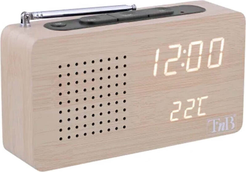 Woody LED Display Vekkerklokke & Radio - Tre