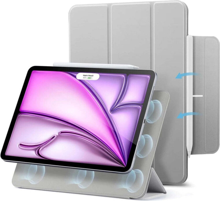 iPad Air 13" (2025 / 2024) / Pro 12.9" (2022 / 2021 / 2020) Rebound Magnetic Flip Deksel - Grå