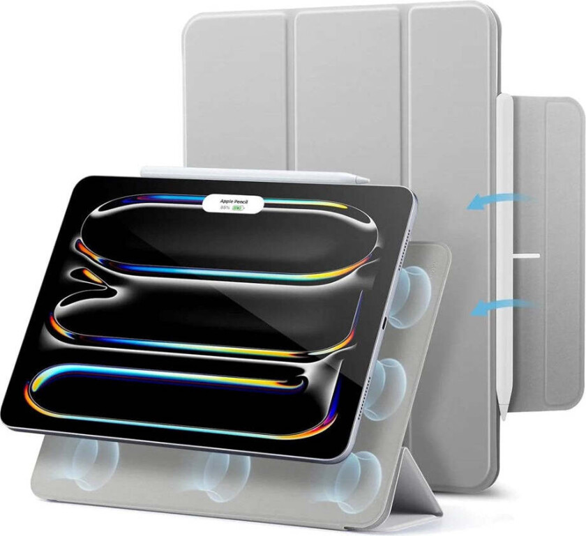 iPad Pro 13" (2024) Rebound Magnetic Flip Deksel - Grå