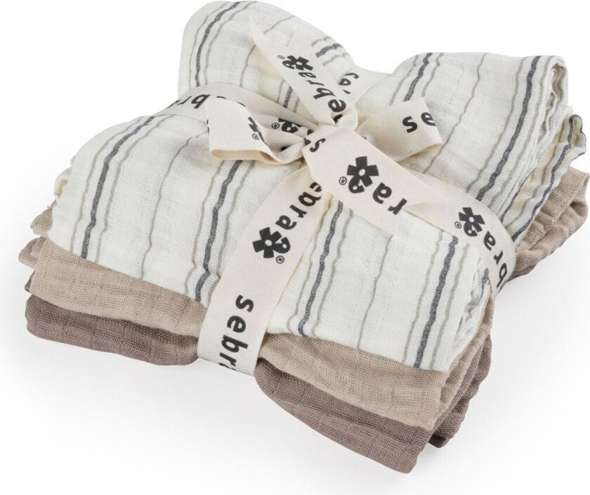 Babykluter - 3stk Stofkluter i Cream Stripe Beige