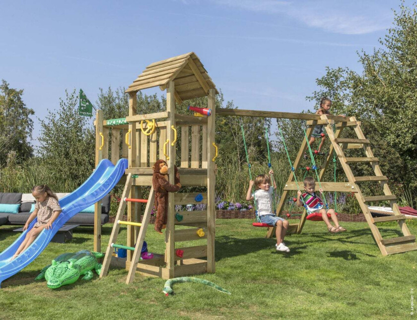 Safari Lekestativ, 2 Husker og Sklie, Blå - Taustiger & Klatrenett