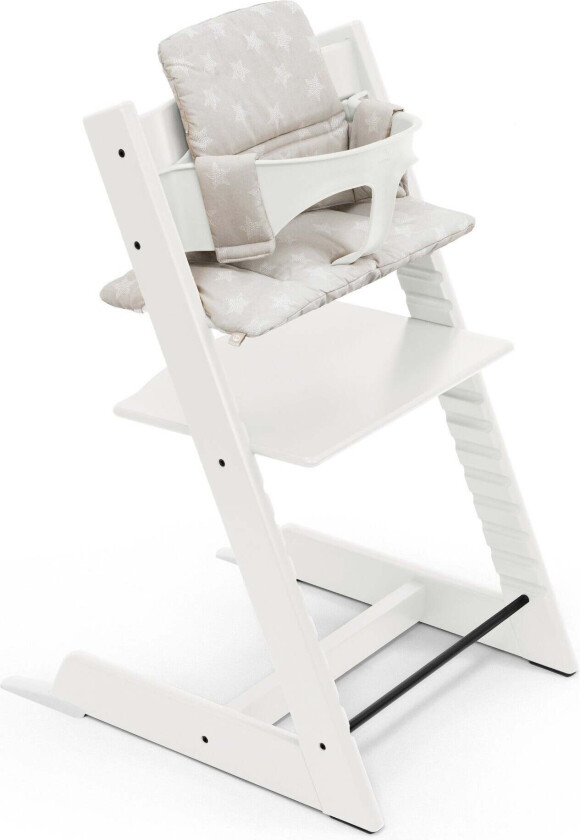 Tripp Trapp Matstol Bundle inkl. Sittepute, White/Star Silver - Matstoler - Bomull,Tre
