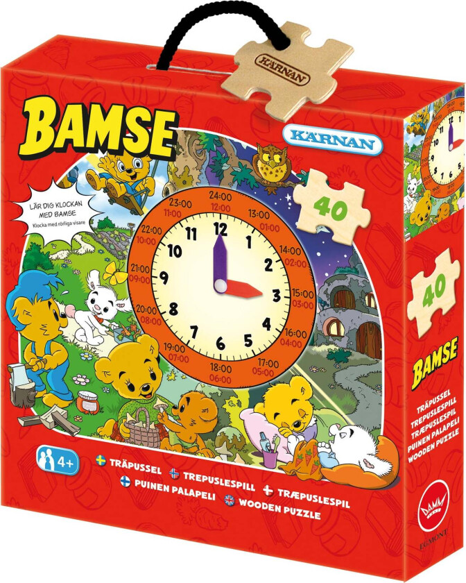 Kärnan Bokspuslespill Bamse Klokke 40 Brikker - Barnepuslespill
