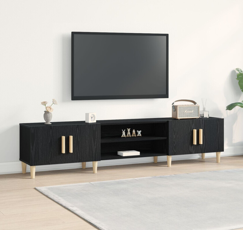TV-skap Svart eik Konstruert tre Stor TV-skap Rektangulær