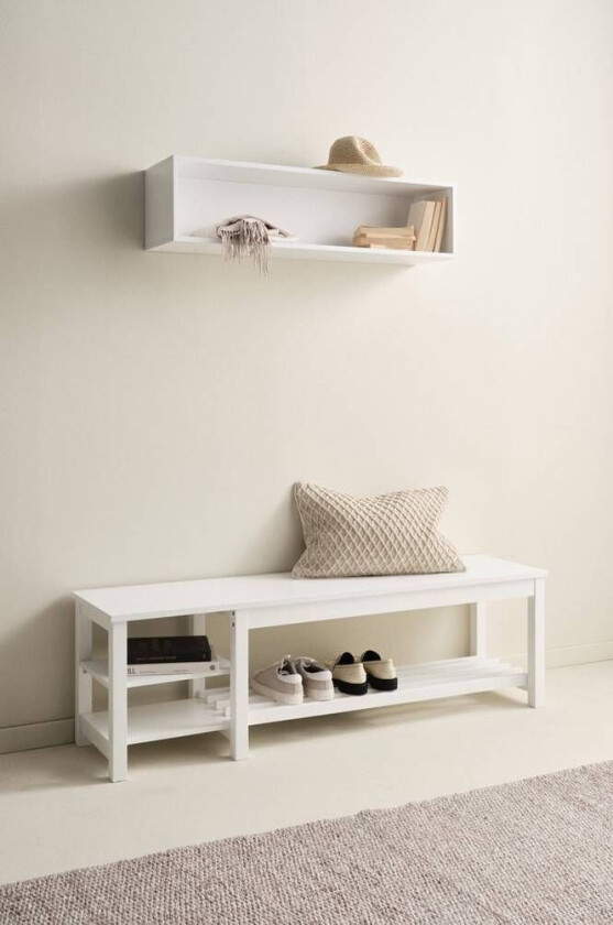 LUEVEN benk/skohylle 150 cm Hvit