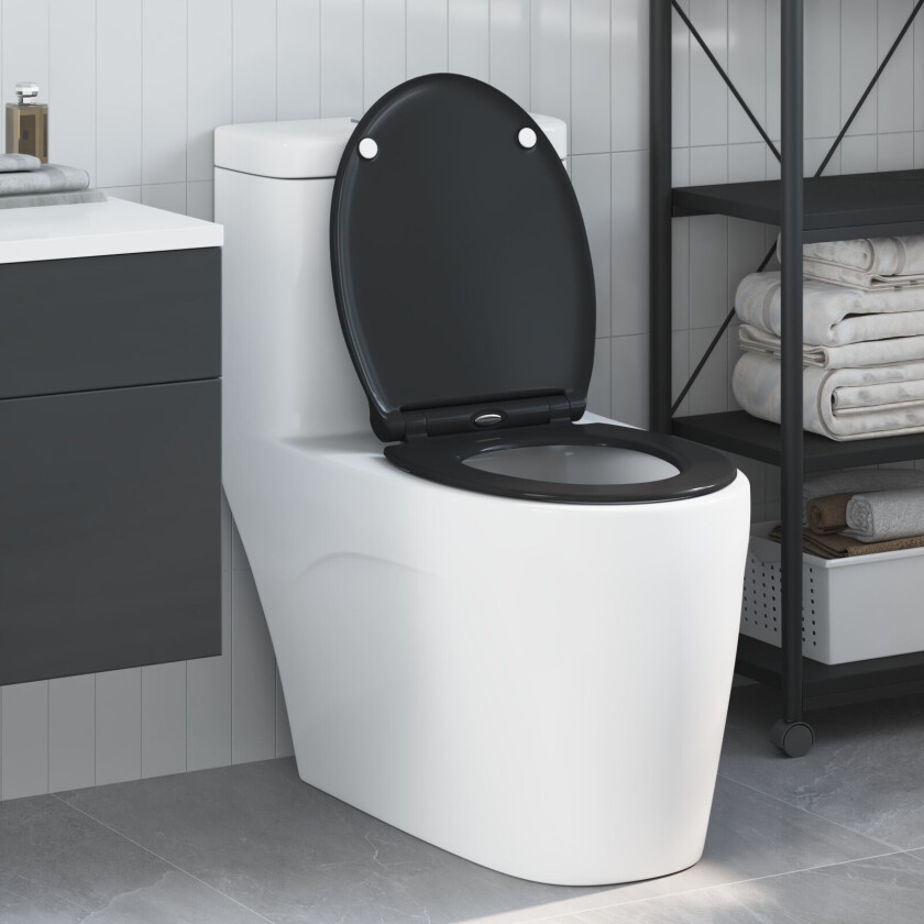 Svart Plast Standard Holdbar Toalettsete Ovalt Moderne