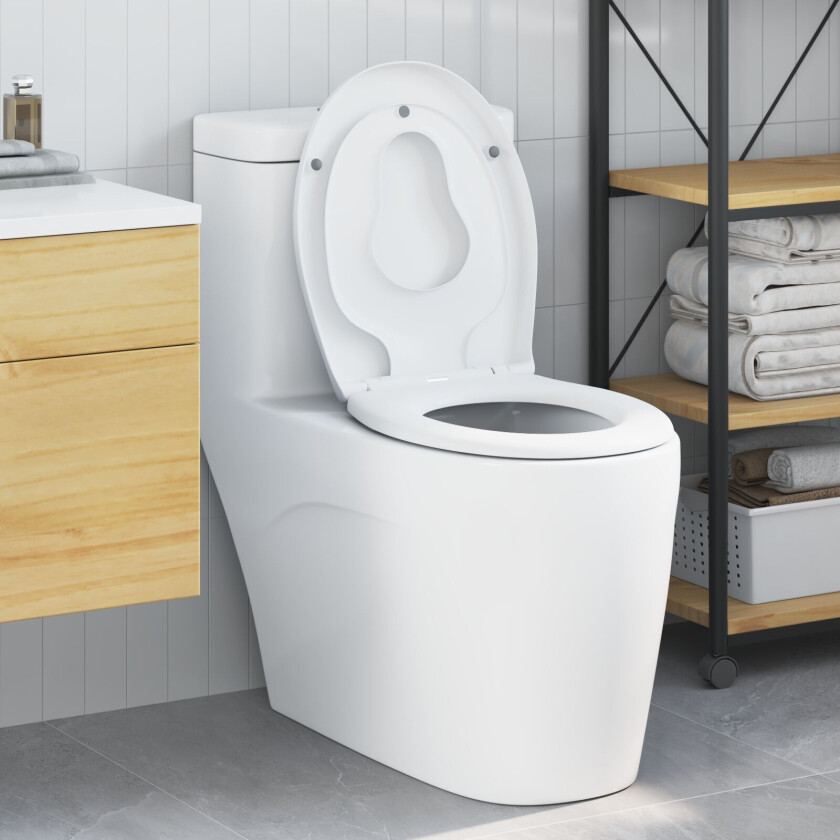Hvit Duroplast Standard Toalettsete Rundt Moderne
