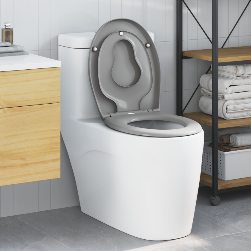 Grå Duroplast Standard Standard toalettsete Oval Moderne