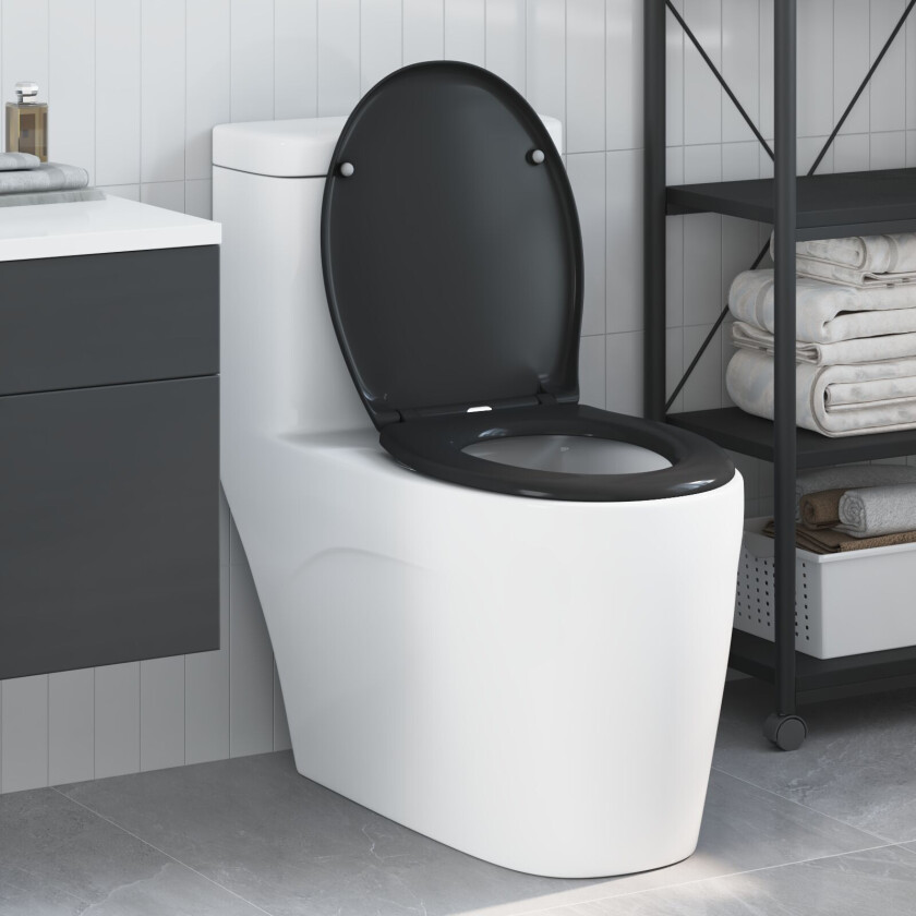 Svart Plast Standard Toalettsete Ovalt Moderne