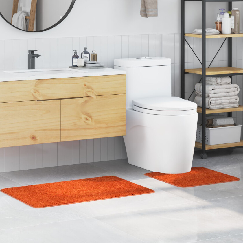 Oransje Bomull Medium Badematte Rektangulær Moderne Holdbar