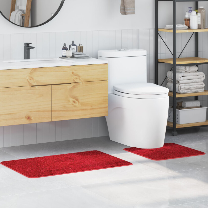Rød Bomull Standard Badematte Rektangulær Moderne