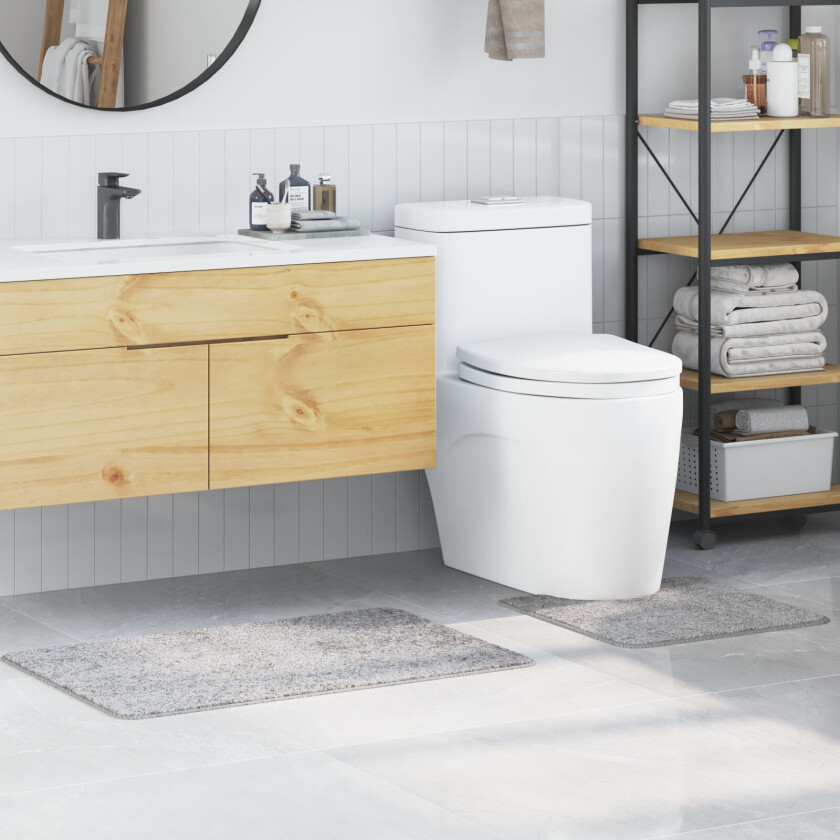 Grå Mikrofiber Medium Badematte Rektangulær Minimalistisk