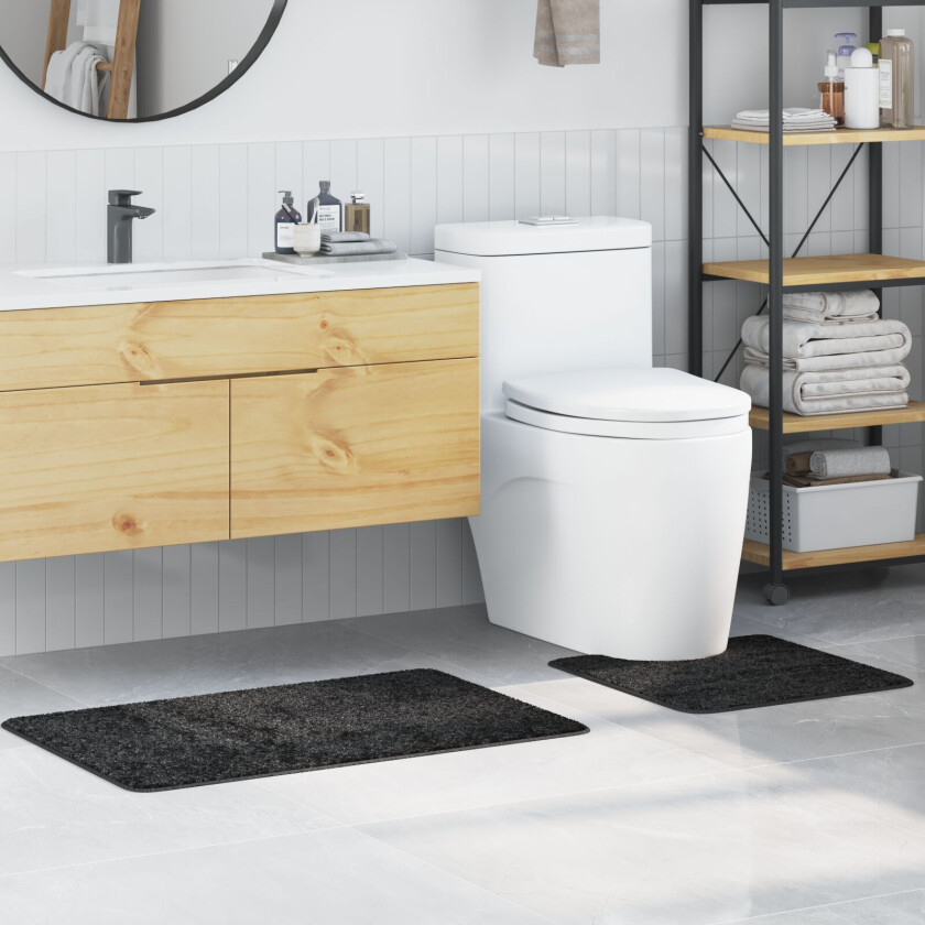 Mørk Grå Mikrofiber Liten Badematte Rektangulær Moderne