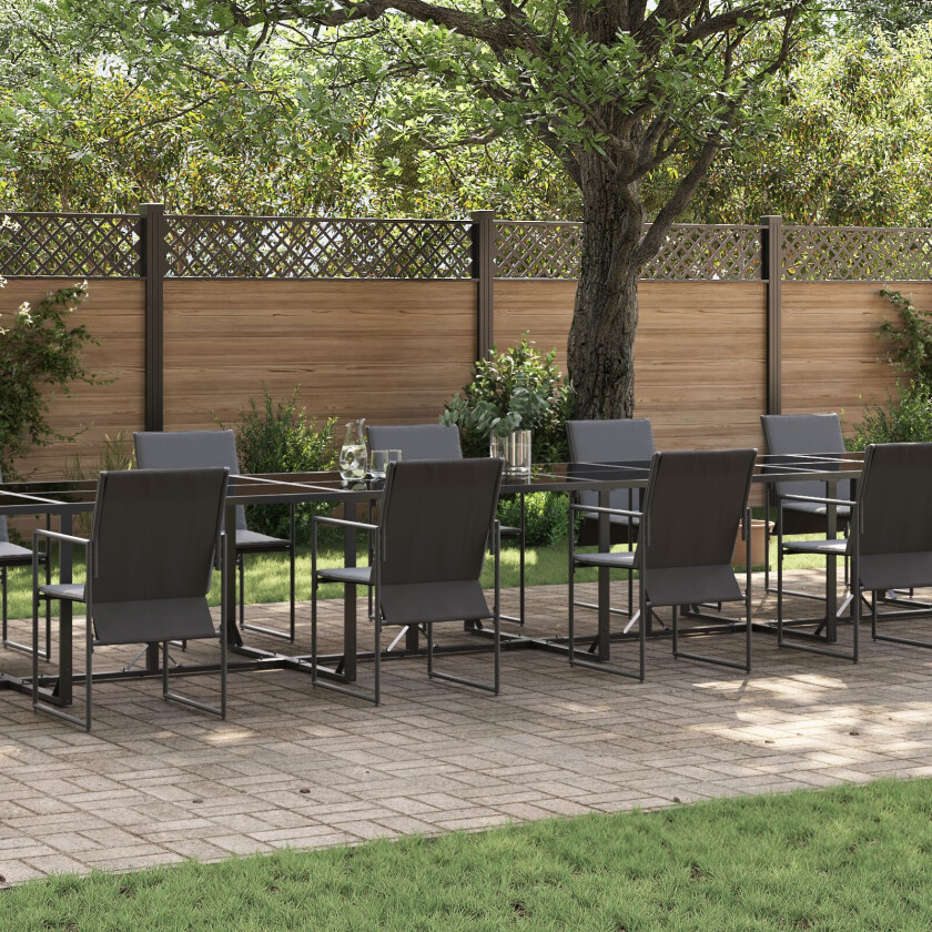 Sett med 7 Svart, Mørk Grå Textilene stoff, Pulverlakkert stål