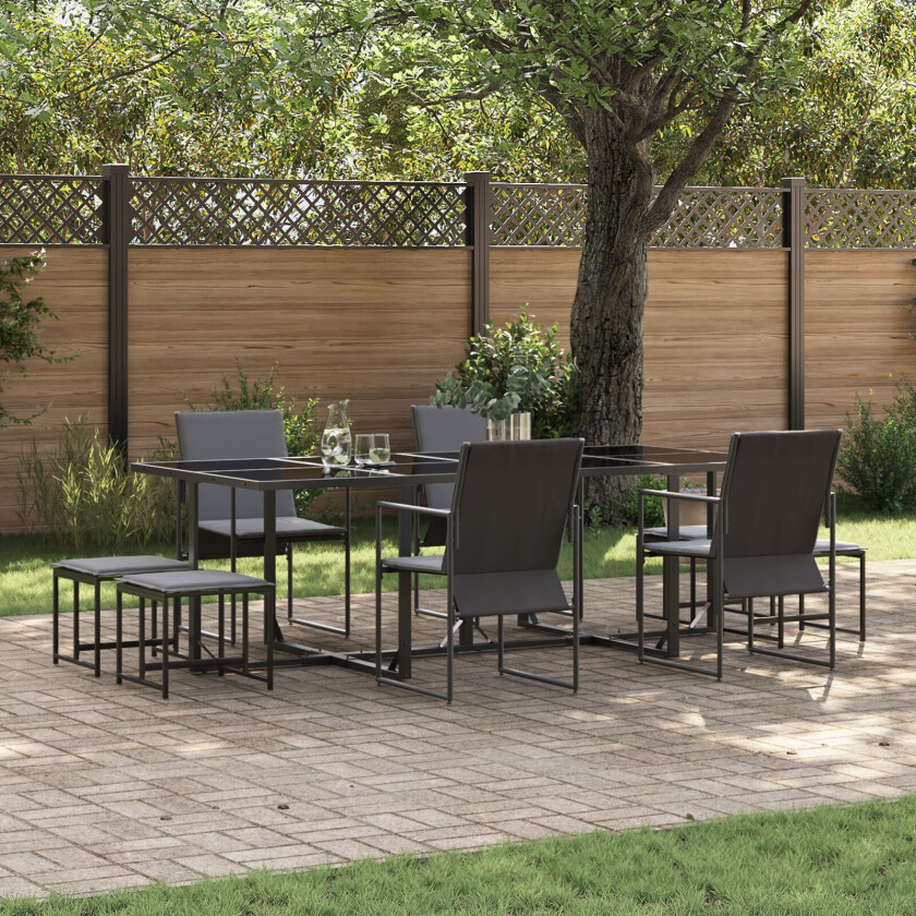 Sett med 3 Svart og Mørk Grå Textilene, Pulverlakkert Stål Medium