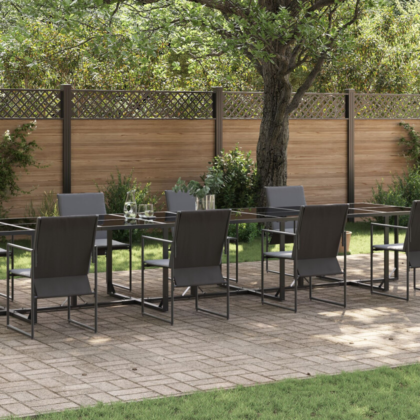 Sett med 4 Svart Metall, Plast Stor Holdbar Spisestue