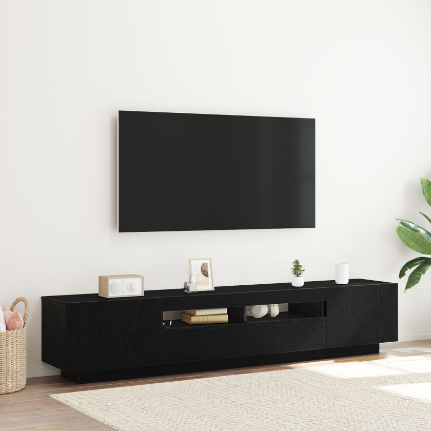 TV-skapsett Sett med 2 Svart Eik Konstruert tre 100 x 35 x 40 cm