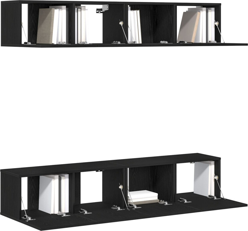 TV-skap Sett av 4 Svart eik Konstruert tre Moderat TV-stativ