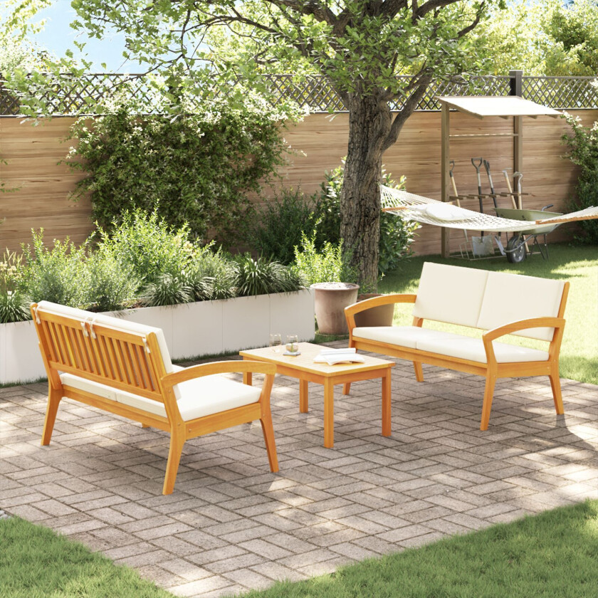 Sett med 2 Kremhvitt Akasietre Stor Holdbar Utesofa