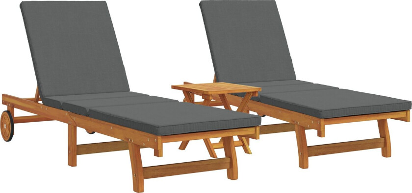 Solseng Sett med 3 Mørkegrå Solid akasietre 40 cm x 40 cm