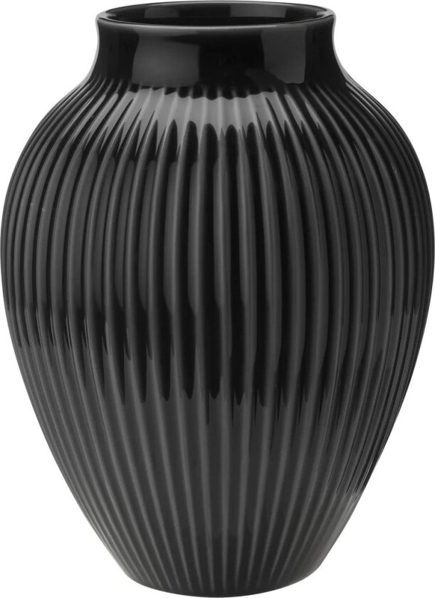 Knabstrup vase riller 20 cm Svart