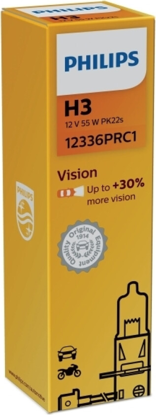 Vision 12336Prc1 Pære Til Frontlys, 55 W, 12 V, H3, Halogen, 1 Stykker