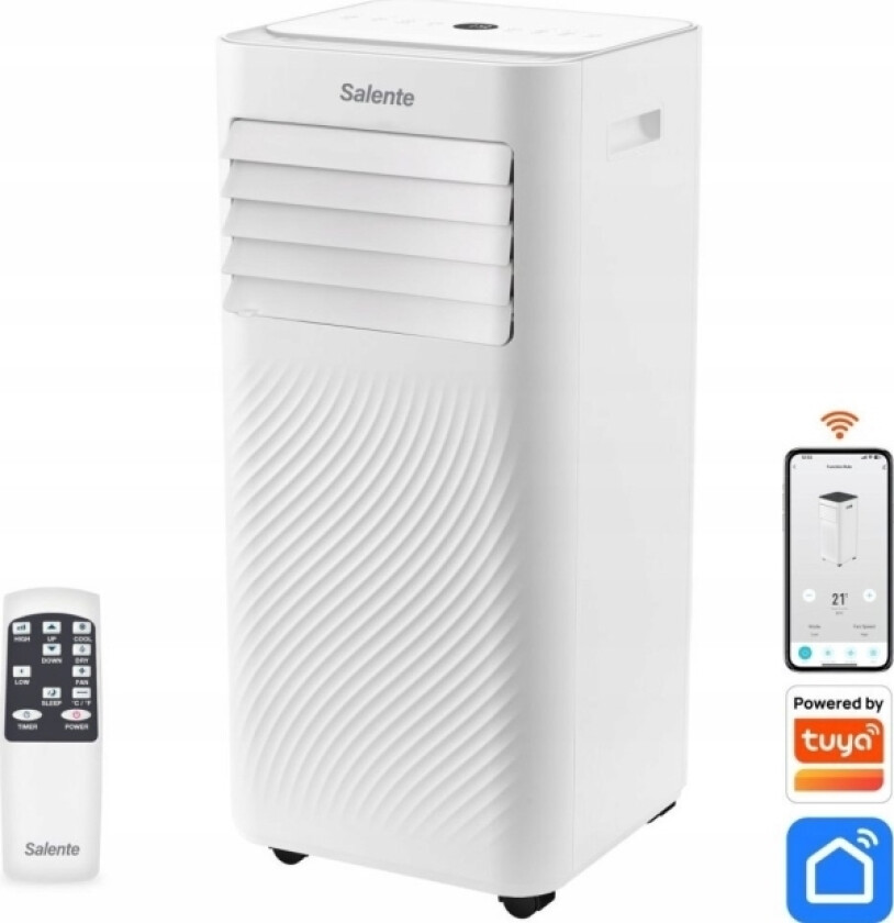 Summerice9, Smart Mobilt Klimaanlegg, 9000 Btu, Wifi+Bluetooth, Fjernkontroll. Kontroll