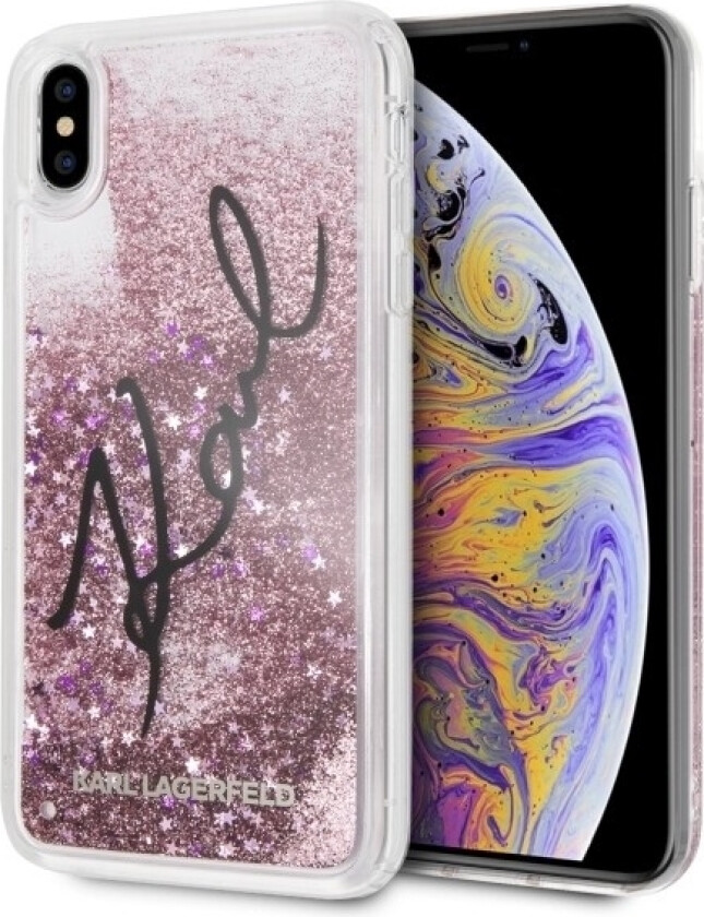 Klhci65trksigpi Iphone Xs Max Róowy/Pink Hard Case Signature Liquid Glitter Stars