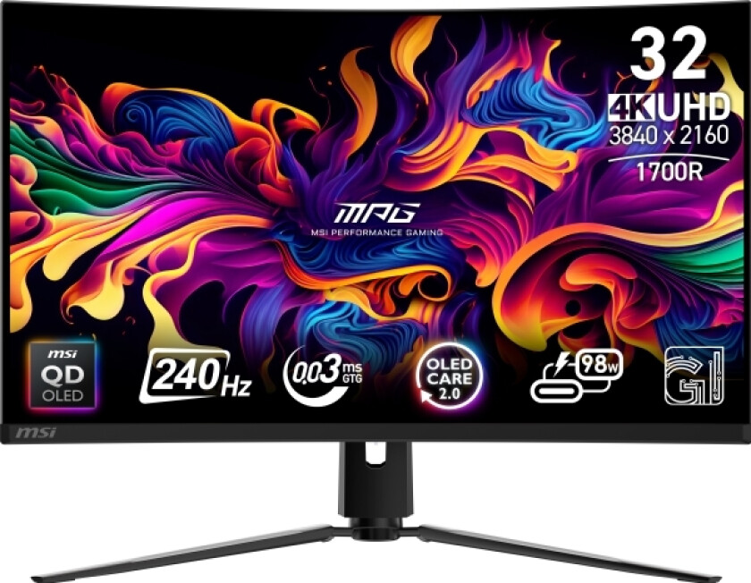 Msi Mpg 321Curx Qd-Oled Dataskjerm 80 Cm (31,5") 3840 X 2160 Piksler 4K Ultra Hd Black