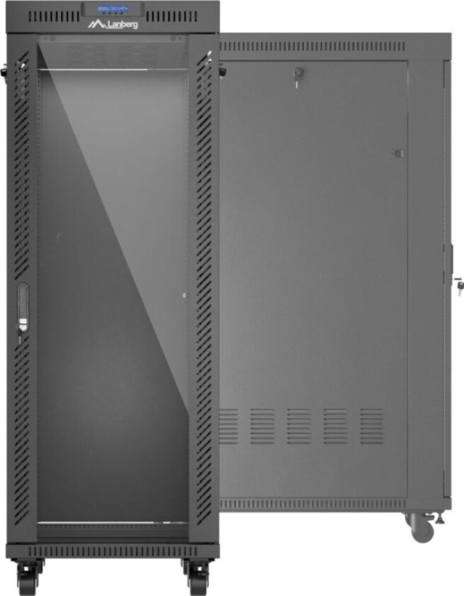 Rack Skap Stående 19" 32U 600X1000 Svart Glassdør Lcd Lanberg (Flat Pakke)