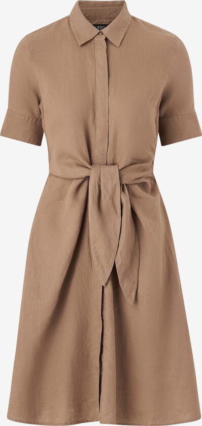 Kjole i lin Soft Drapey Linen-Dress - Brun