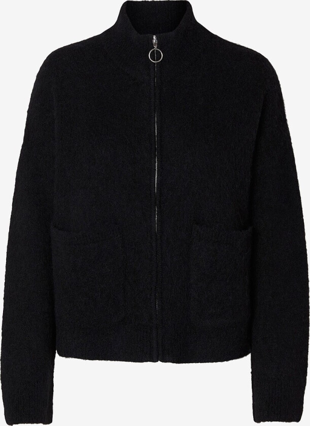 Kardigan slfSia Ras LS Knit Zipper Cardigan - Svart
