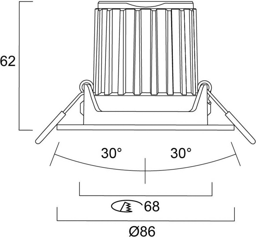 LED-innfellingslampe Start, svart, IP44, CCT dimbar