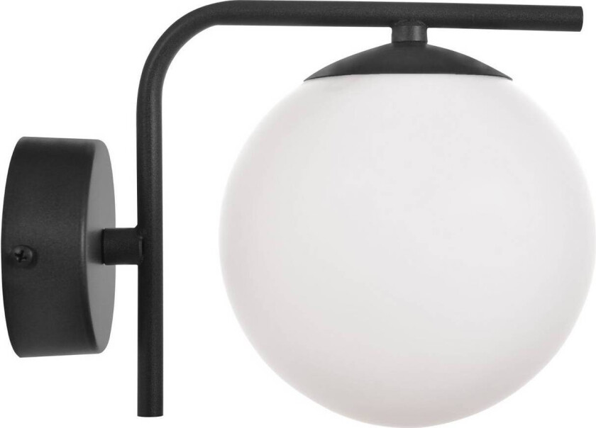 Aurora vegglampe, svart, 1 lyskilde, glass, metall