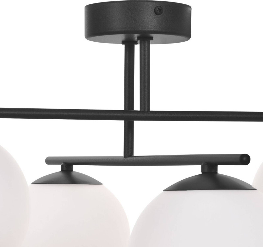 Aurora taklampe, svart, 4 lyskilder, glass, metall