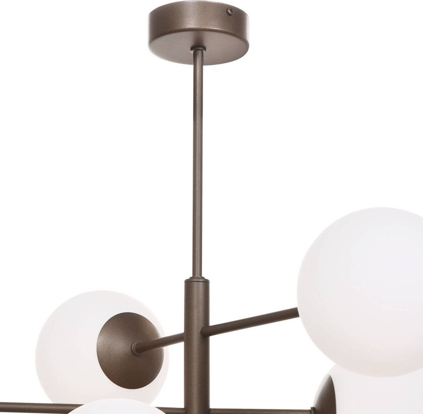 Aurora hengelampe, brun, 6 lyskilder, glass, metall