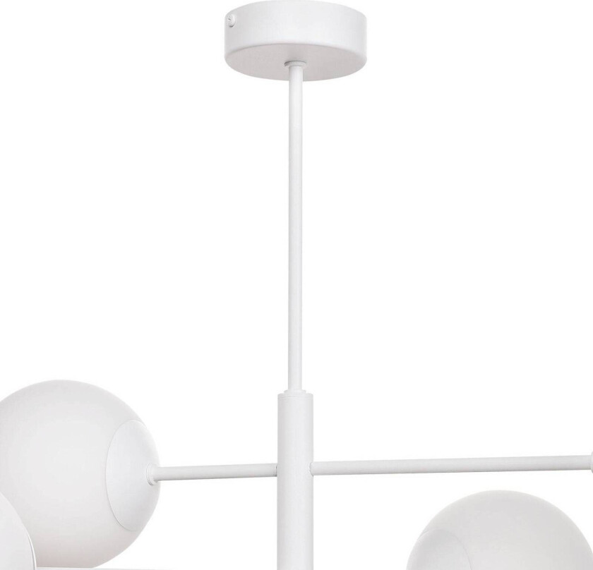 Aurora hengelampe, hvit, 6 lyskilder, glass, metall