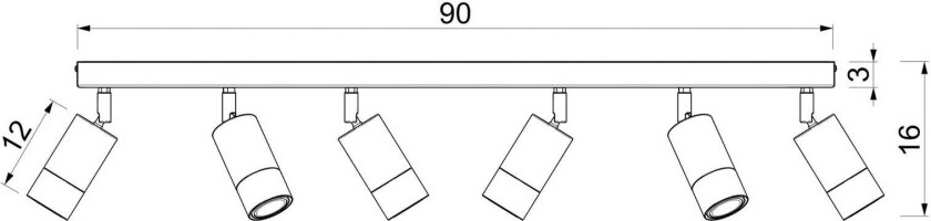 Link downlight, beige, lengde 90 cm, 6 lyskilder.