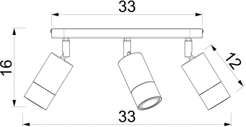 Link downlight, titan-gullfarget, lengde 33 cm, 3 lyskilder.