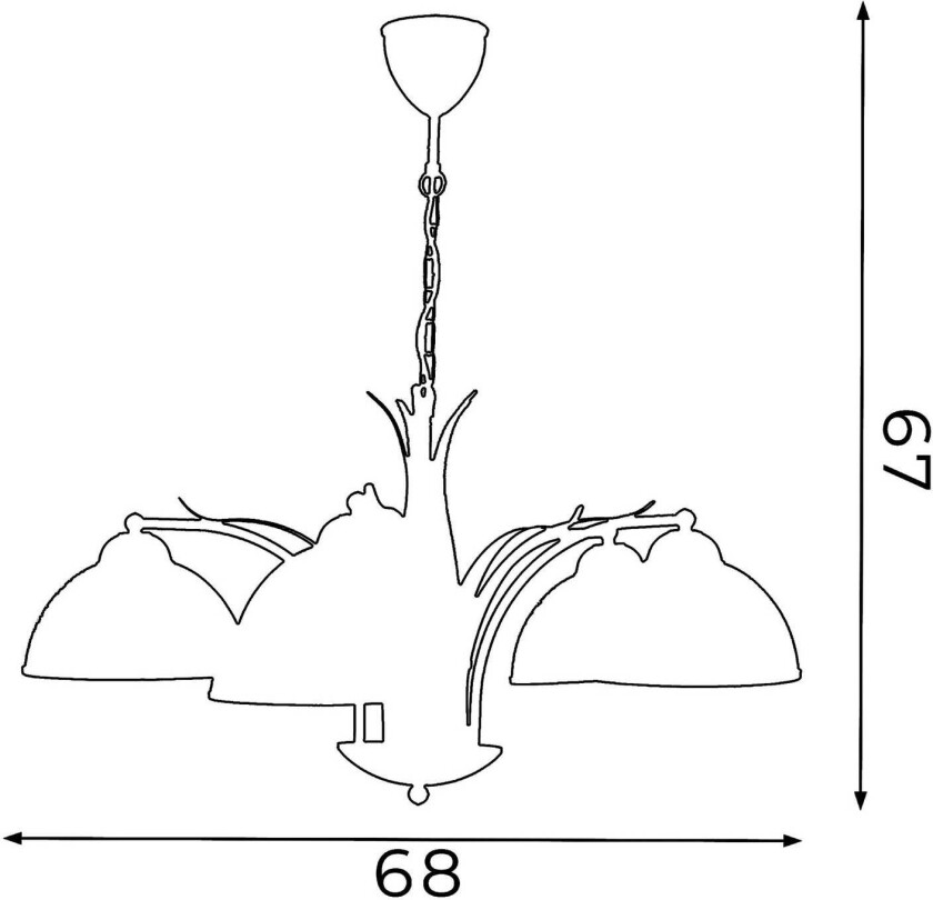 Korfu lysekrone, 5 lyskilder, Ø 68 cm, gullfarget antikk
