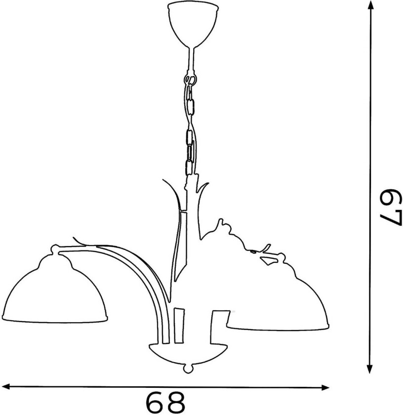 Korfu lysekrone, 3 lyskilder, gullfarget antikk, Ø 68 cm