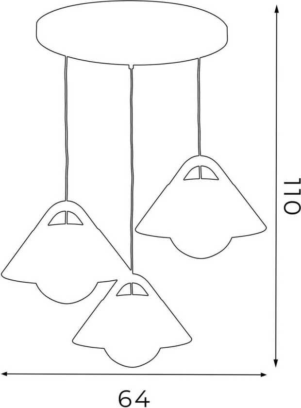 Funda hengelampe, brun/hvit, Ø 64 cm, stål/tre, 3 lyskilder.