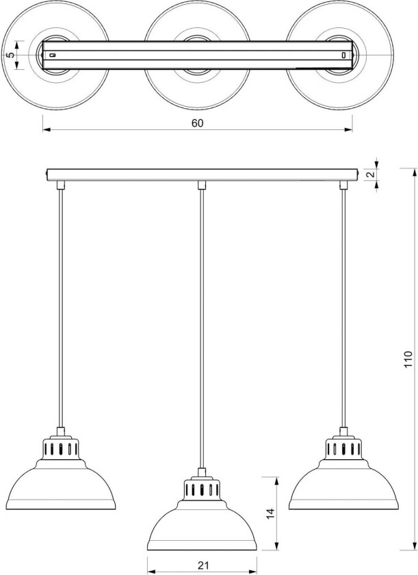 Sven hengelampe, 3 lyskilder, hvit, stål, E27