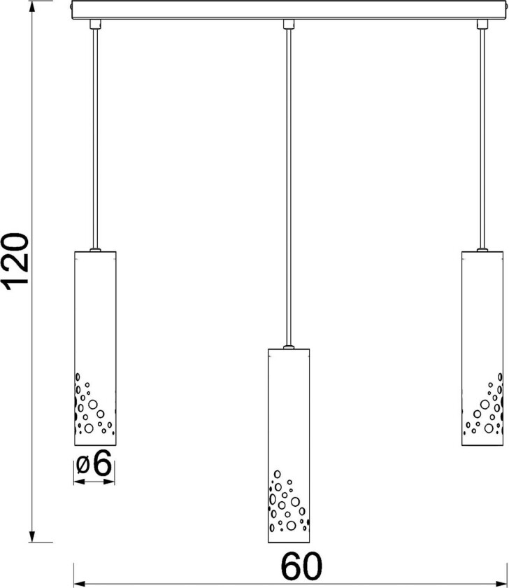 Tibia hengelampe, 3 lyskilder, lang, svart, stål, GU10
