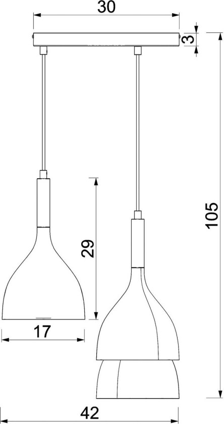 Hengelampe Noak 3 lyskilder, rund, titan-gull/gull, stål