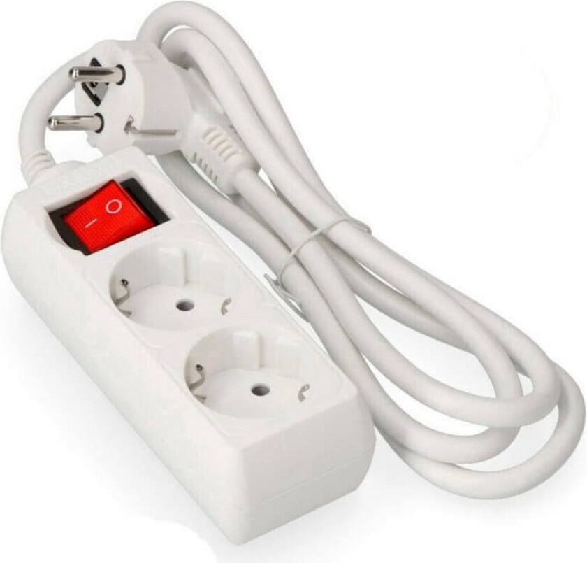 Skjøteledning med 2 uttak med bryter EDM 41018 Schuko (3 m)