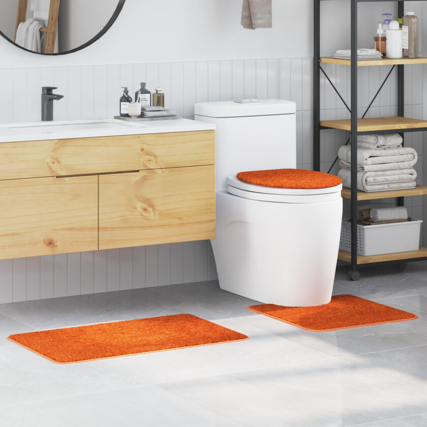 Oransje Mikrofiber Medium Badematte Rektangulær Moderne
